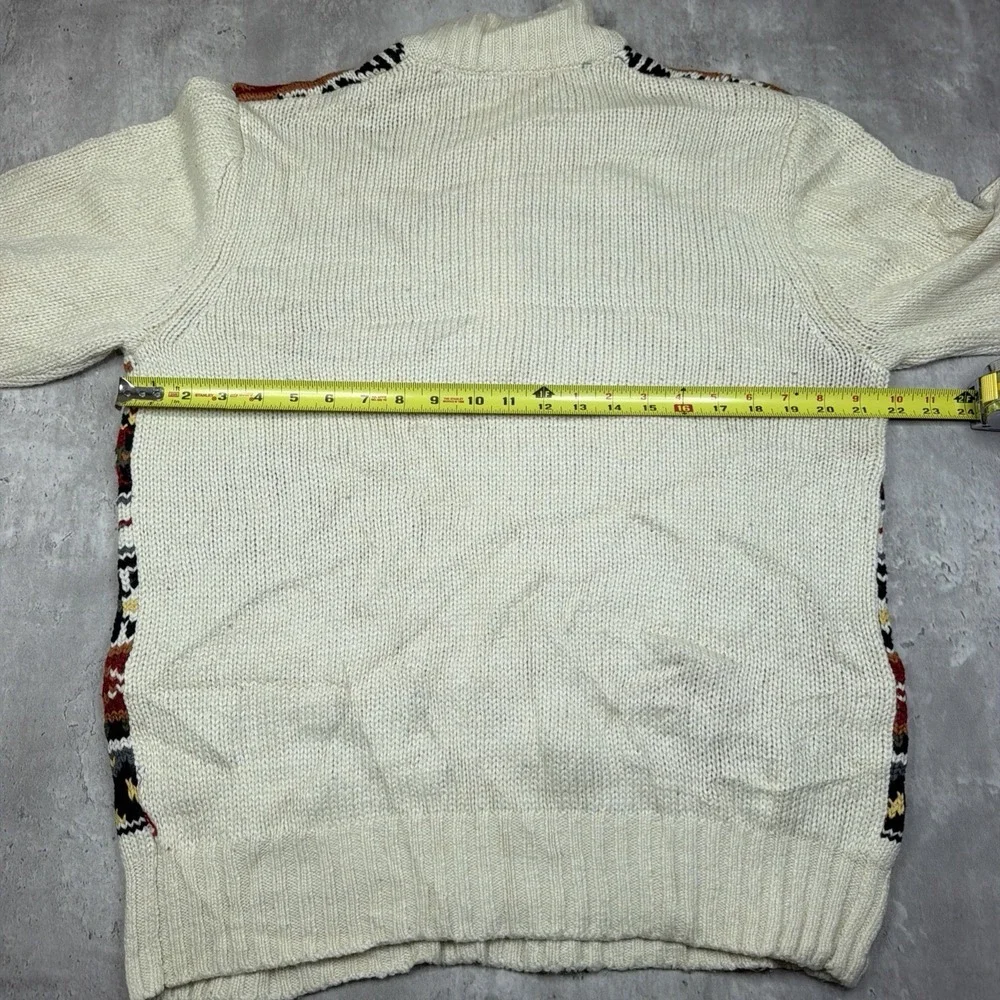 Vintage Style Izod Men's Fair Isle Nordic 1/4 Zip Ski Sweater Sz M Wool Blend